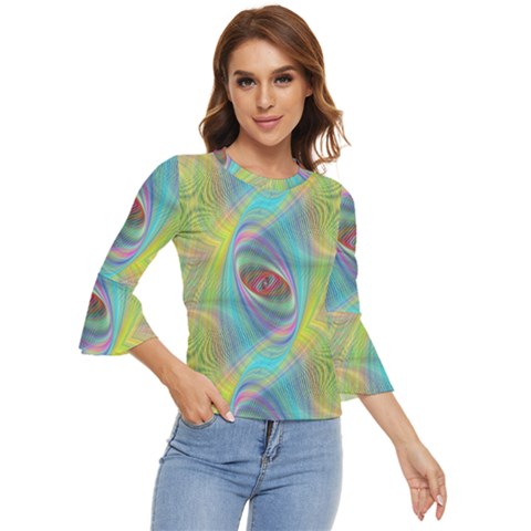 Ellipse Pattern Elliptical Abstract Bell Sleeve Top by Wegoenart