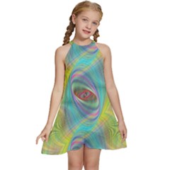 Ellipse Pattern Elliptical Abstract Kids  Halter Collar Waist Tie Chiffon Dress by Wegoenart