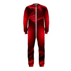 Red Abstract Scratched Doodle Grease Onepiece Jumpsuit (kids)