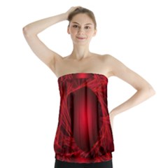 Red Abstract Scratched Doodle Grease Strapless Top by Wegoenart