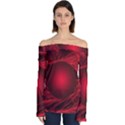 Red Abstract Scratched Doodle Grease Off Shoulder Long Sleeve Top View1