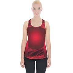 Red Abstract Scratched Doodle Grease Piece Up Tank Top