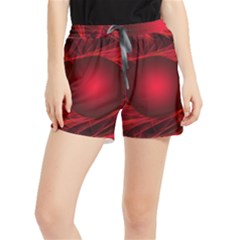 Red Abstract Scratched Doodle Grease Women s Runner Shorts