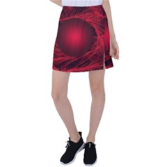 Red Abstract Scratched Doodle Grease Tennis Skirt by Wegoenart