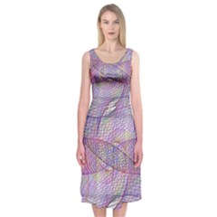 Purple Background Abstract Pattern Midi Sleeveless Dress by Wegoenart