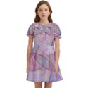 Purple Background Abstract Pattern Kids  Bow Tie Puff Sleeve Dress View1