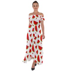 Fruit Off Shoulder Open Front Chiffon Dress by nateshop