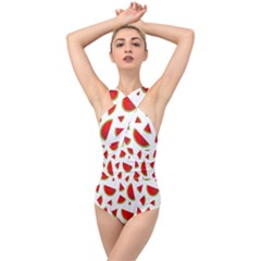 Fruit Cross Front Low Back Swimsuit by nateshop