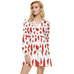 Fruit Tiered Long Sleeve Mini Dress by nateshop