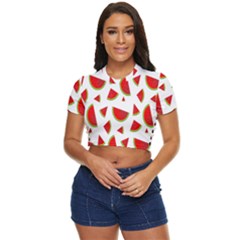 Fruit Side Button Cropped Tee by nateshop