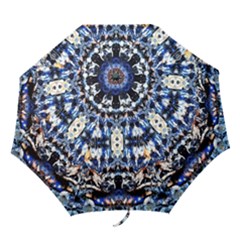 Cobalt Symmetry Folding Umbrellas by kaleidomarblingart