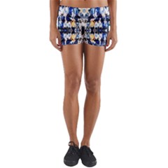 Cobalt Symmetry Yoga Shorts by kaleidomarblingart