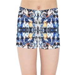 Cobalt Symmetry Kids  Sports Shorts by kaleidomarblingart