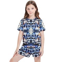 Cobalt Symmetry Kids  Tee And Sports Shorts Set by kaleidomarblingart