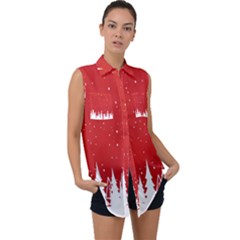 Merry Cristmas,royalty Sleeveless Chiffon Button Shirt