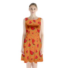 Fruit 2 Sleeveless Waist Tie Chiffon Dress by nateshop