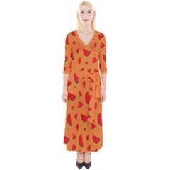 Fruit 2 Quarter Sleeve Wrap Maxi Dress by nateshop