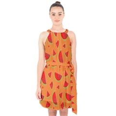 Fruit 2 Halter Collar Waist Tie Chiffon Dress by nateshop