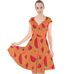 Fruit 2 Cap Sleeve Front Wrap Midi Dress by nateshop