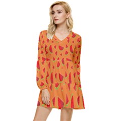 Fruit 2 Tiered Long Sleeve Mini Dress by nateshop