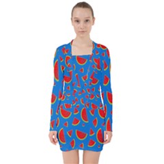 Fruit4 V-neck Bodycon Long Sleeve Dress by nateshop