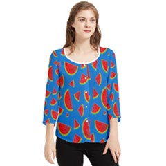 Fruit4 Chiffon Quarter Sleeve Blouse by nateshop