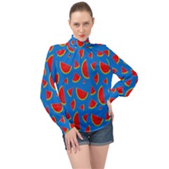 Fruit4 High Neck Long Sleeve Chiffon Top by nateshop