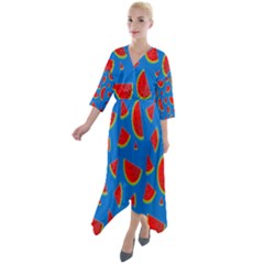 Fruit4 Quarter Sleeve Wrap Front Maxi Dress by nateshop