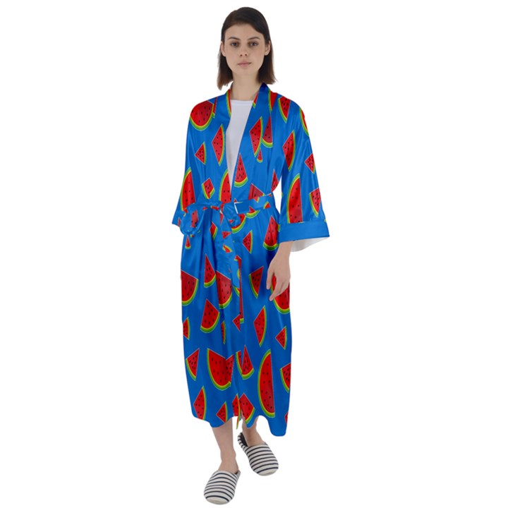 Fruit4 Maxi Satin Kimono