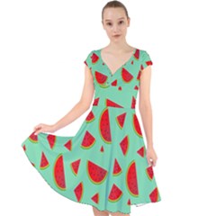 Fruit5 Cap Sleeve Front Wrap Midi Dress by nateshop