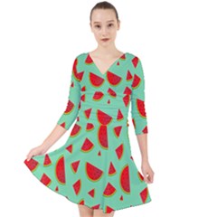 Fruit5 Quarter Sleeve Front Wrap Dress by nateshop