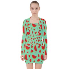 Fruit5 V-neck Bodycon Long Sleeve Dress by nateshop