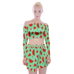 Fruit5 Off Shoulder Top With Mini Skirt Set by nateshop