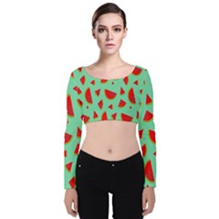 Fruit5 Velvet Long Sleeve Crop Top by nateshop