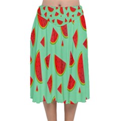 Fruit5 Velvet Flared Midi Skirt by nateshop