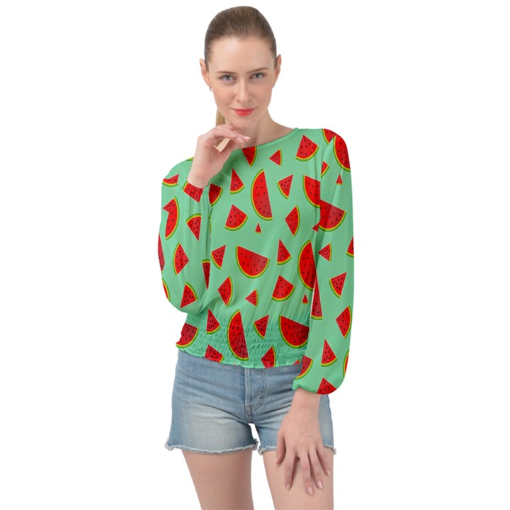 Fruit5 Banded Bottom Chiffon Top