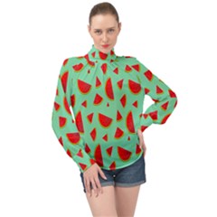 Fruit5 High Neck Long Sleeve Chiffon Top by nateshop