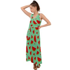 Fruit5 V-neck Chiffon Maxi Dress by nateshop