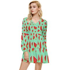 Fruit5 Tiered Long Sleeve Mini Dress by nateshop