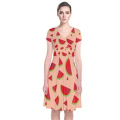 Fruit-water Melon Short Sleeve Front Wrap Dress by nateshop