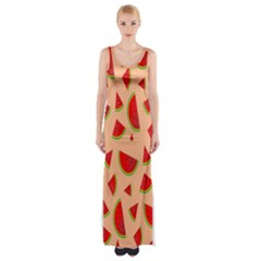 Fruit-water Melon Thigh Split Maxi Dress by nateshop