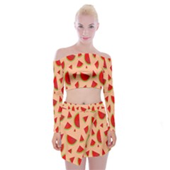 Fruit-water Melon Off Shoulder Top With Mini Skirt Set by nateshop