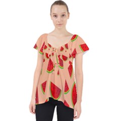 Fruit-water Melon Lace Front Dolly Top by nateshop