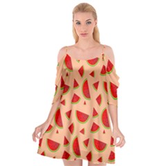 Fruit-water Melon Cutout Spaghetti Strap Chiffon Dress by nateshop