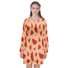 Fruit-water Melon Long Sleeve Chiffon Shift Dress  by nateshop