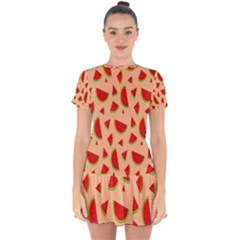 Fruit-water Melon Drop Hem Mini Chiffon Dress by nateshop