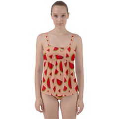 Fruit-water Melon Twist Front Tankini Set by nateshop