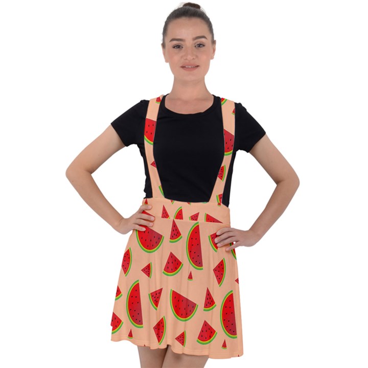 Fruit-water Melon Velvet Suspender Skater Skirt