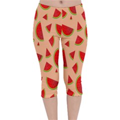 Fruit-water Melon Velvet Capri Leggings  by nateshop