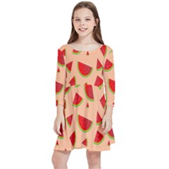 Fruit-water Melon Kids  Quarter Sleeve Skater Dress by nateshop